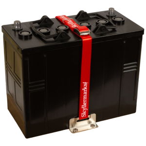 Battery holder for two batteries, incl. strap & screw