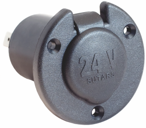 Round front socket outlet, 16A/24V