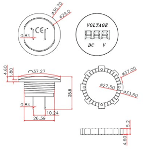 Skyllermarks panel mounted digital DC voltmeter round display