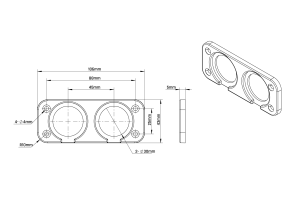 Skyllermarks panel for 2 outlets with mounting holes