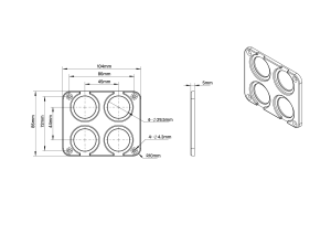 Skyllermarks panel for 3 outlets with mounting holes